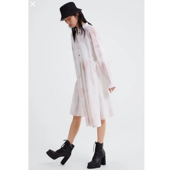 knee length dresses for ladies ZARA. Tie-dye knit dress Ts – Hibuy market main image 1
